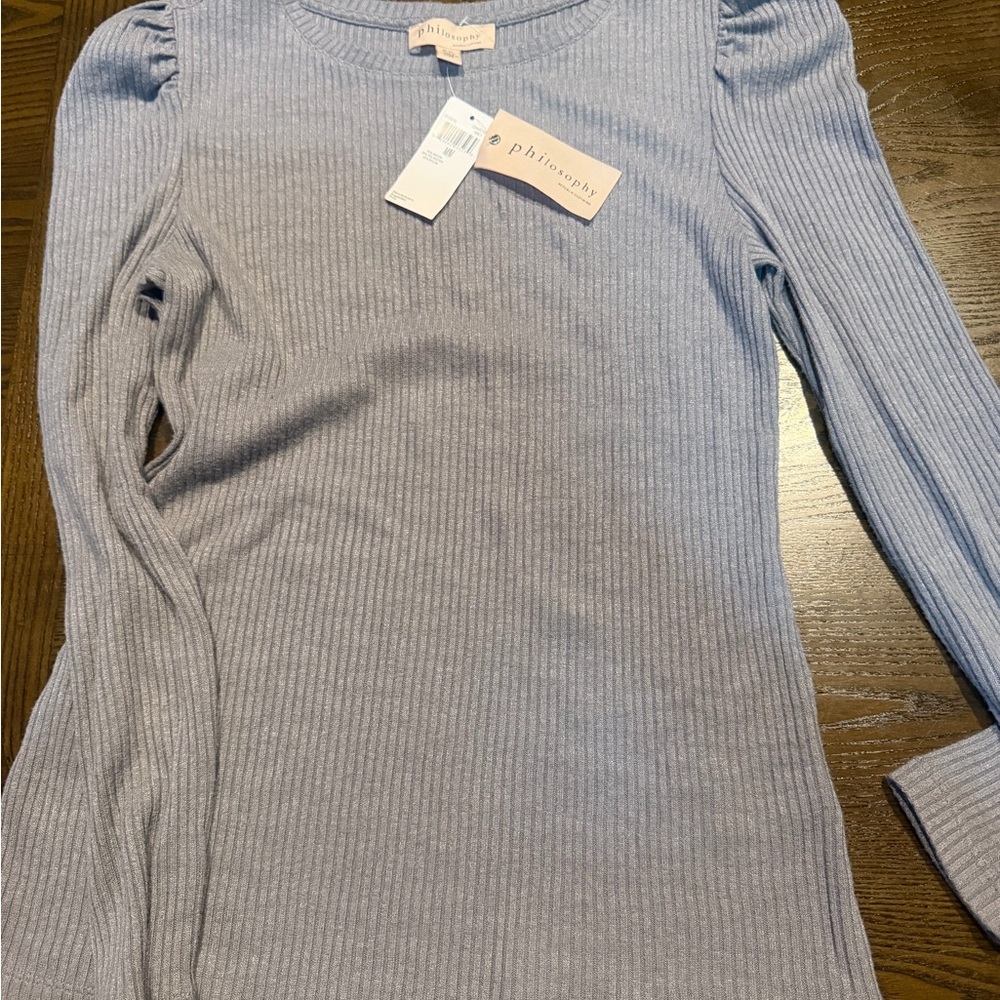 Philosophy Light Gray Ribbed Top